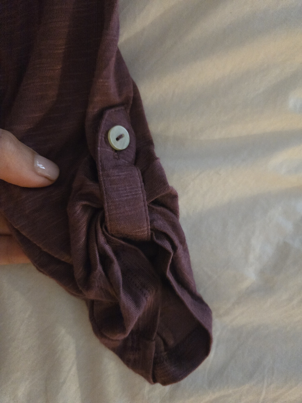 Lightweight Plum Button-Front Women's Top - Picture 4 of 7
